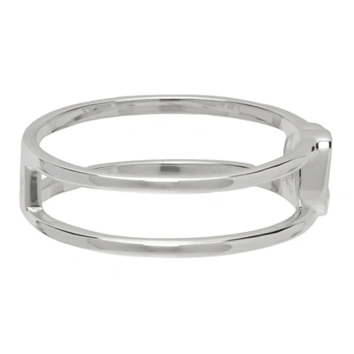 Shop Gucci Silver Cut-out Interlocking G Ring