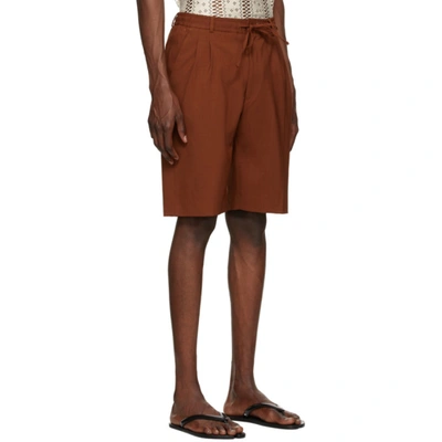 Shop Cmmn Swdn Brown Jayson Shorts In Rust