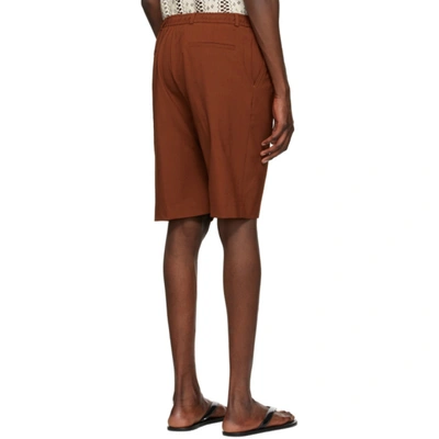 Shop Cmmn Swdn Brown Jayson Shorts In Rust