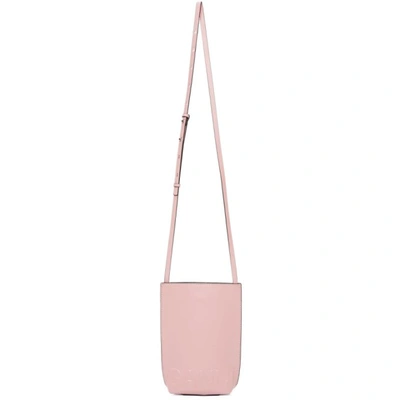 Shop Ganni Pink Recycled Leather Mini Shoulder Bag In Pink Nectar