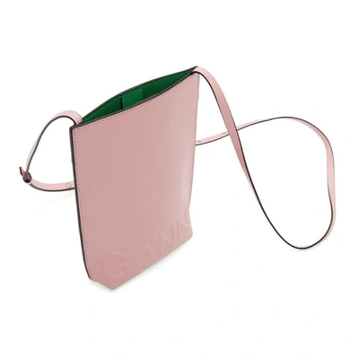 Shop Ganni Pink Recycled Leather Mini Shoulder Bag In Pink Nectar