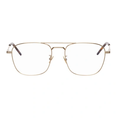 Shop Saint Laurent Gold Sl 309 Square Glasses