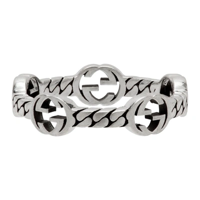 Shop Gucci Silver Curb Chain Interlocking G Ring