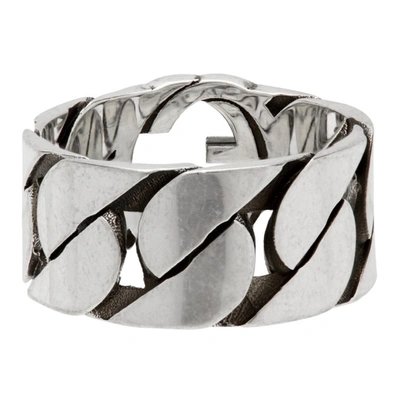 Shop Gucci Silver Thick Chain Interlocking G Ring