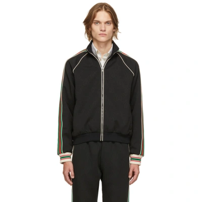 Shop Gucci Black Jacquard Gg Jacket In Black/mix