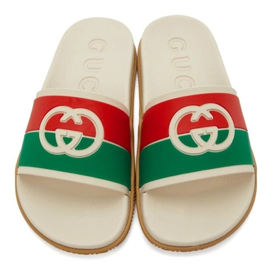 Shop Gucci Beige 'agrado' Slides In 9136 Mys Wh