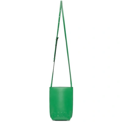 Ganni Logo-embossed Recycled-leather Cross-body Bag In Kelly Green |  ModeSens