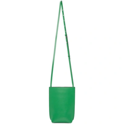Shop Ganni Green Recycled Leather Mini Shoulder Bag In Kelly Green