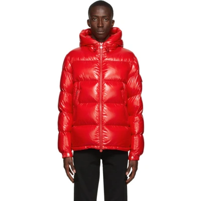 Shop Moncler Red Down Ecrins Jacket In 455 Red