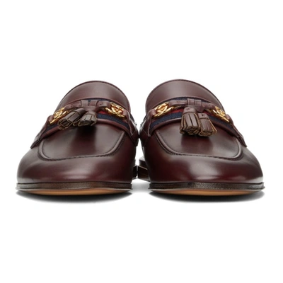 Shop Gucci Burgundy Web Slippers In 6060 Ruby Bordeaux