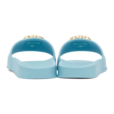 Shop Versace Blue Palazzo Pool Sandals In 1v19v Blue