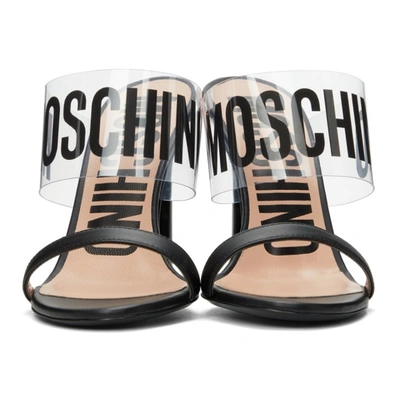 Shop Moschino Black Logo Heeled Sandals In 000 Nero