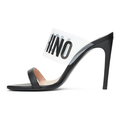 Shop Moschino Black Logo Heeled Sandals In 000 Nero