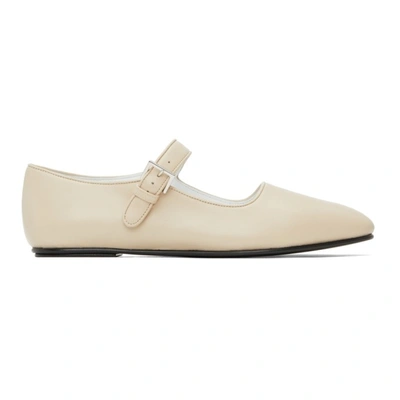 Shop The Row Beige 'ava' Leather Ballerina Flats In Otm Oatmilk