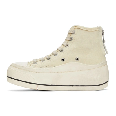 Shop R13 Off-white Distressed High-top Sneakers In Ecru