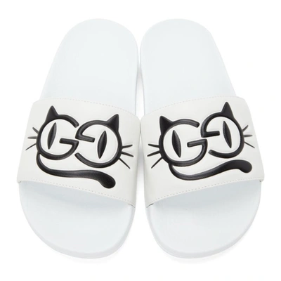 🔥 Gucci Pursuit 72 Slides (Men) Size US 5-15 Sandals Flip Flops Slip On  White