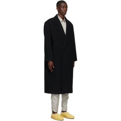 Shop Fear Of God Black Wool Long Coat