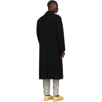 Shop Fear Of God Black Wool Long Coat