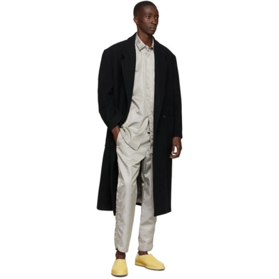 Shop Fear Of God Black Wool Long Coat