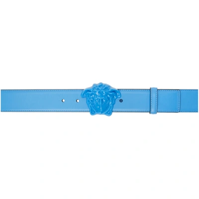 Shop Versace Blue 'la Medusa' Belt In 1u38v Blue