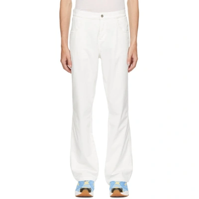 Shop Erl White Waffle Corduroy Trousers