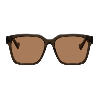 Shop Gucci Brown Square Sunglasses
