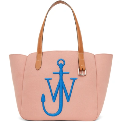 Shop Jw Anderson Pink & Blue Recycled Canvas Belt Tote In Red/blue