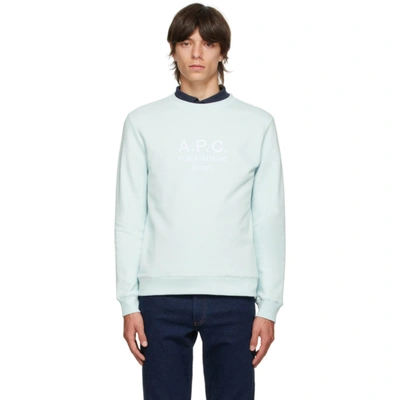 Shop Apc Green Rufus Crewneck Sweatshirt In Pale Green