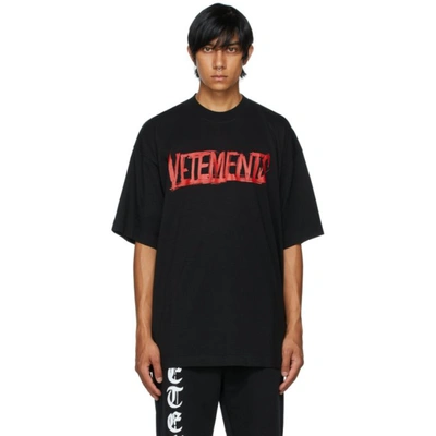 Shop Vetements Black 'world Tour' T-shirt In Black/red