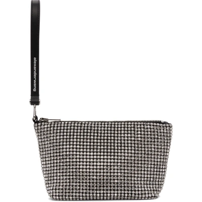 Shop Alexander Wang Black & White Crystal Heiress Pouch In 100 White
