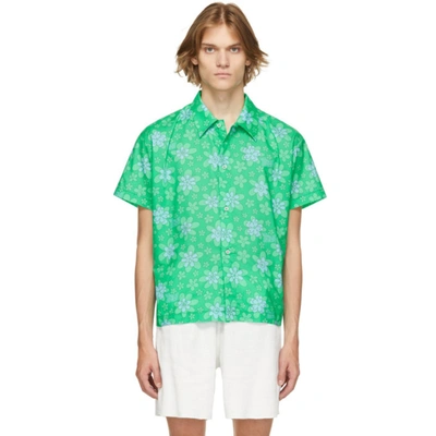 Shop Erl Green Floral Short Sleeve Shirt