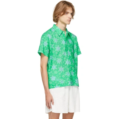 Shop Erl Green Floral Short Sleeve Shirt