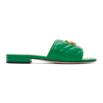 Shop Gucci Green Quilted 'gg' Jolie Sandals In 3727 New Shamarock
