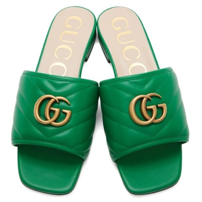 Shop Gucci Green Quilted 'gg' Jolie Sandals In 3727 New Shamarock