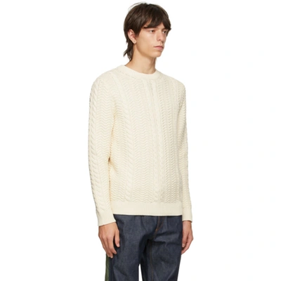 Shop Apc Off-white Cable Knit Clay Sweater In Ecru