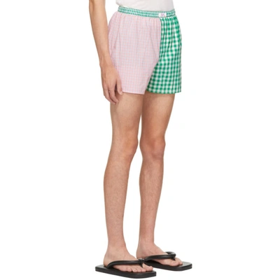 Shop Erl Pink & Green Wide Stripe Shorts