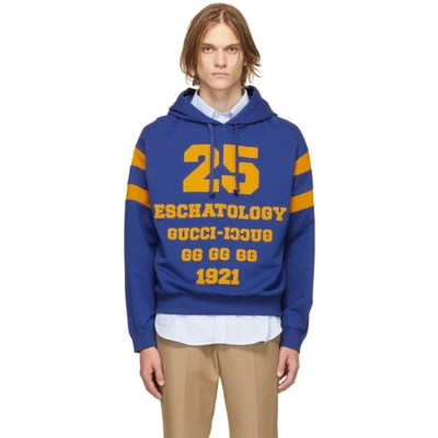 Shop Gucci Blue & Yellow '25 ' Hoodie In Marino/yellow