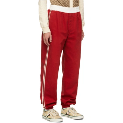 Shop Gucci Red Military Drill Lounge Pants In 6429 Live Red/mix