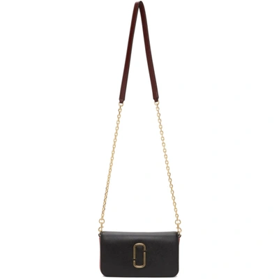 Shop Marc Jacobs Black & Red 'the Snapshot' Wallet On Chain Bag In Black/red
