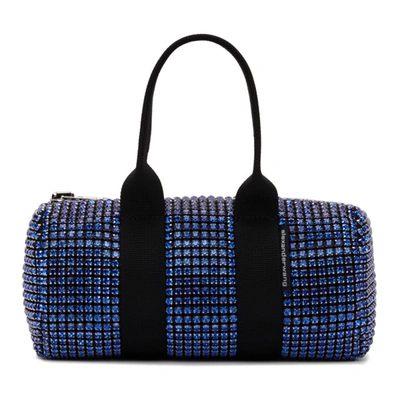 Shop Alexander Wang Black & Blue Crystal Mini Cruiser Duffle Bag In Cobalt