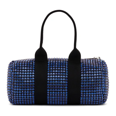 Shop Alexander Wang Black & Blue Crystal Mini Cruiser Duffle Bag In Cobalt