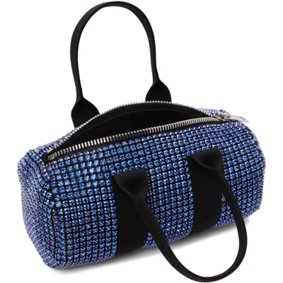 Shop Alexander Wang Black & Blue Crystal Mini Cruiser Duffle Bag In Cobalt