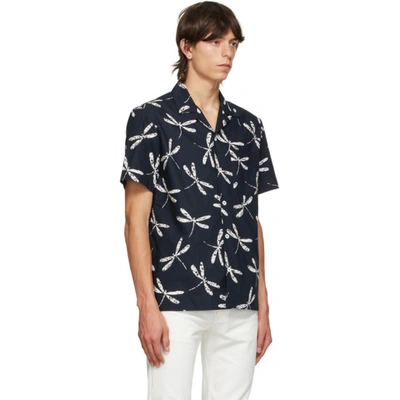 Shop Apc Navy Edd Poplin Short Sleeve Shirt In Dark Navy Blue