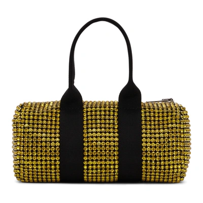 Shop Alexander Wang Black & Yellow Crystal Mini Cruiser Duffle Bag In Lemon