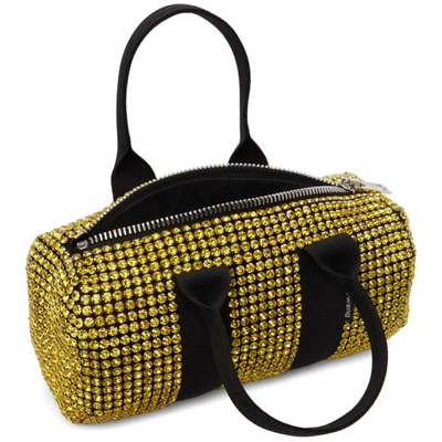 Shop Alexander Wang Black & Yellow Crystal Mini Cruiser Duffle Bag In Lemon
