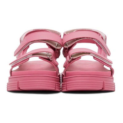 Shop Ganni Pink Recycled Rubber Velcro Sandals In 546 Shocking Pink