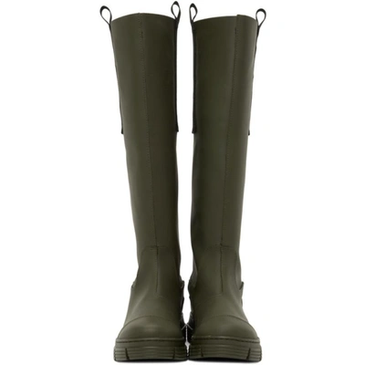 Shop Ganni Khaki Recycled Rubber Country Boots In 861 Kalamata