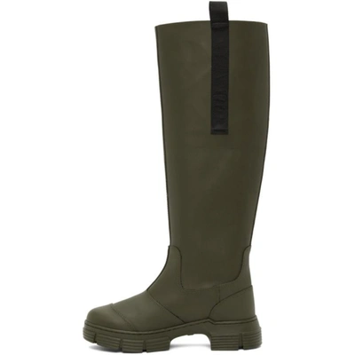 Shop Ganni Khaki Recycled Rubber Country Boots In 861 Kalamata