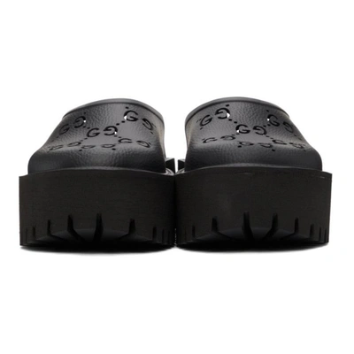 Shop Gucci Black Perforated G Platform Sandals In 1000 Black