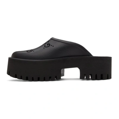 Shop Gucci Black Perforated G Platform Sandals In 1000 Black